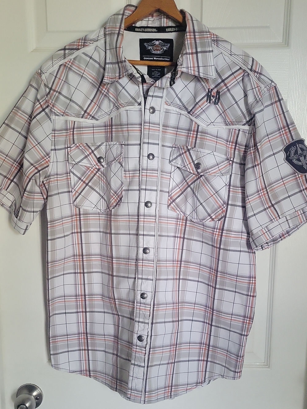 Mens Harley Davidson Genuine Motor Clothes Snap Front And Collar Sz XL Shirt - Picture 14 of 16